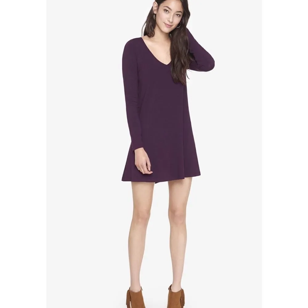 ✨ Purple V-Neck Long Sleeve Trapeze Dress✨ - Image 3