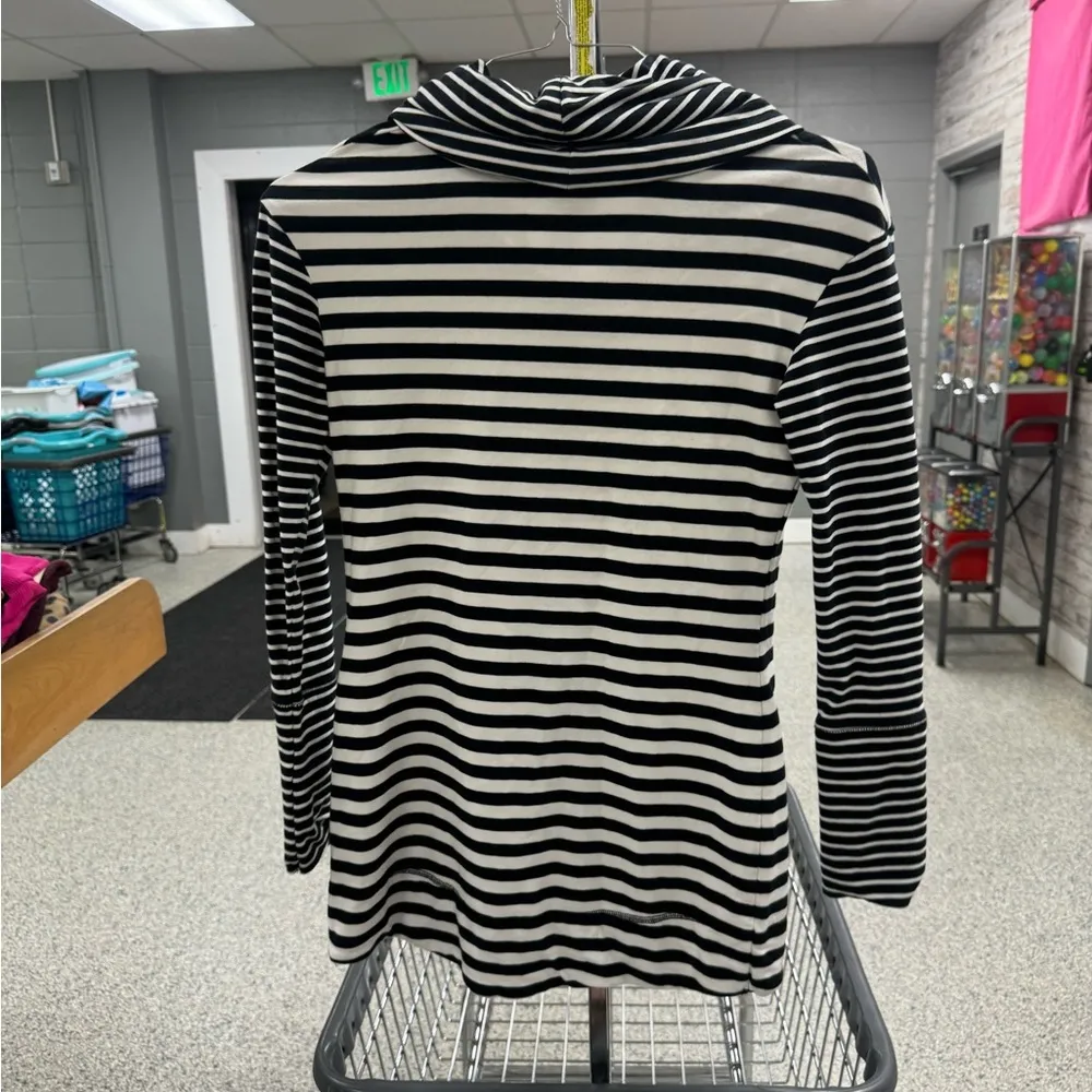 Merona Black and White Striped Cowl Neck Top - Image 2