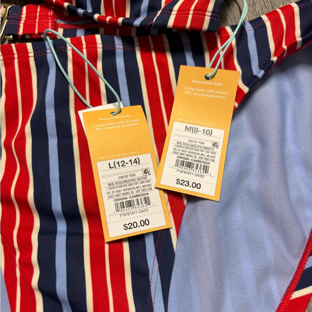 Kona Sol Red, White, & Blue Striped Bikini Set - Image 4