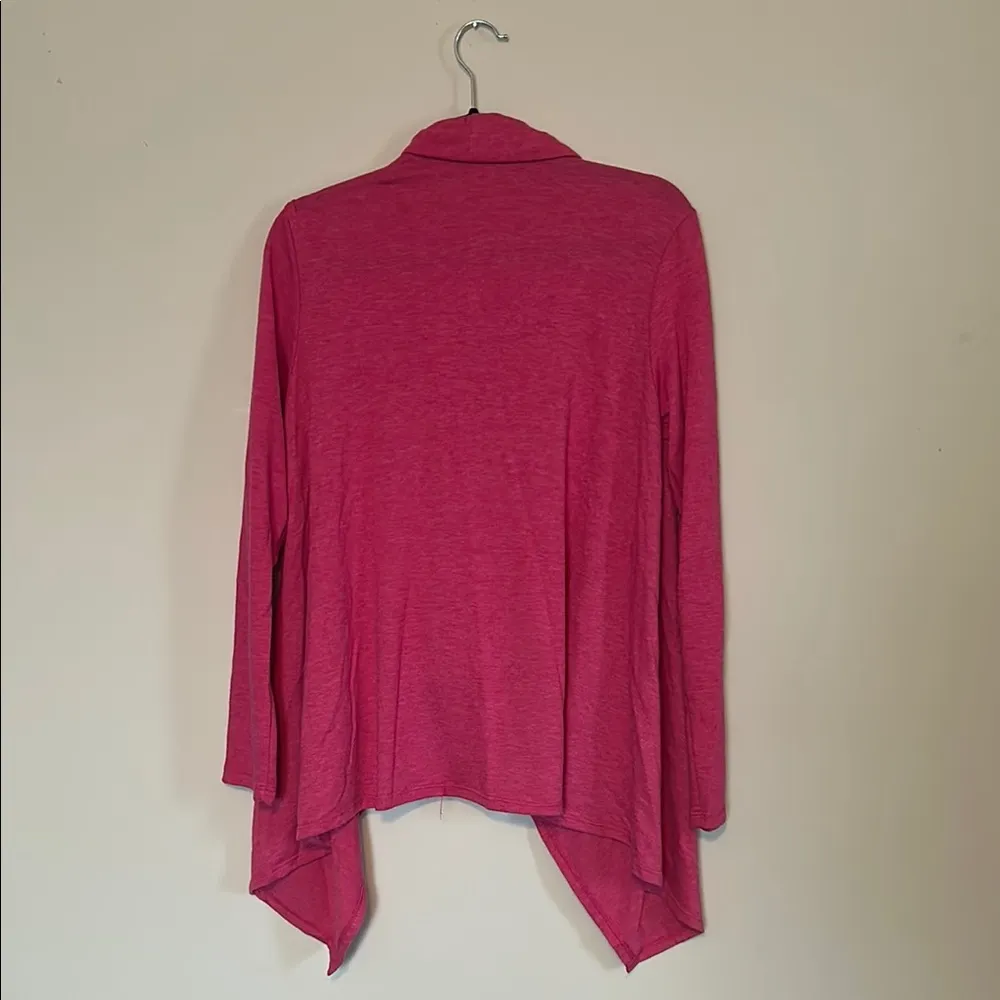 Bobeau Pink Draped Asymmetrical Cardigan with Button - Image 4