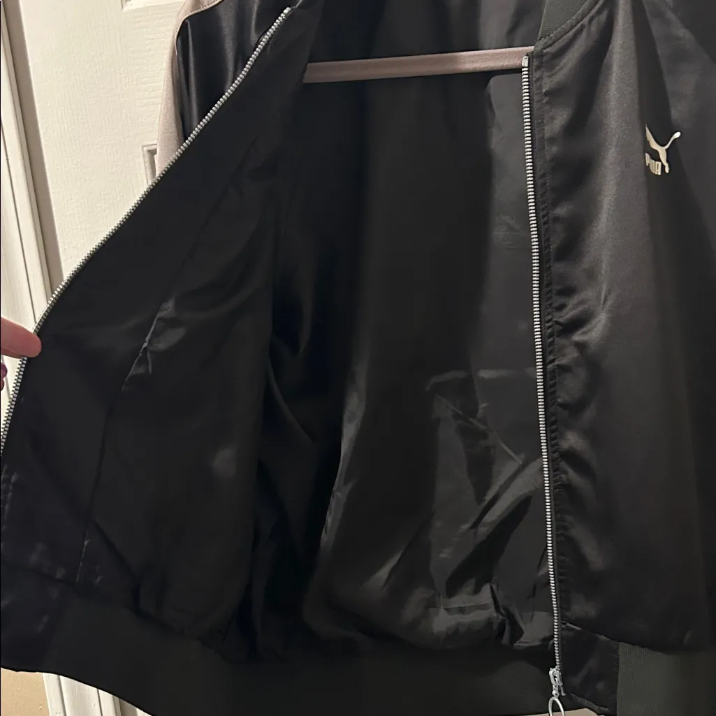 Puma Charcoal and Black Bomber Jacket, Size L - Image 6