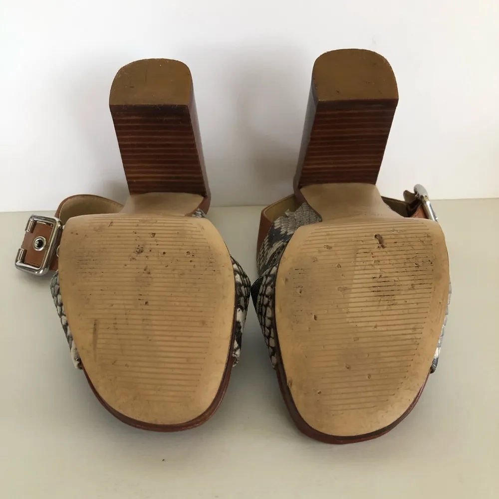 MARC FISHER Womens Sandals Size 5M High Block Heel 4” Faux Snake Skin Straps - Image 11