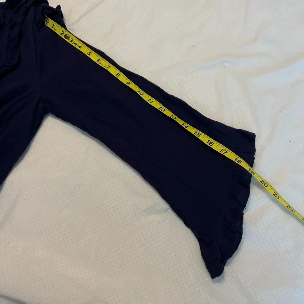 Entro Dark Blue Ruffle Top Blouse Women’s Size Medium Dramatic Sleeve - Image 10