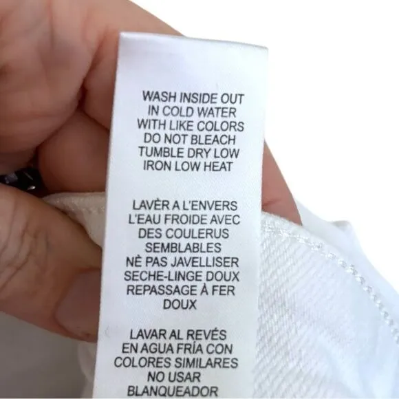 Good American Women's White Bombshell Denim Short Frayed Asymmetric‎ Hem sz 10 - Image 6