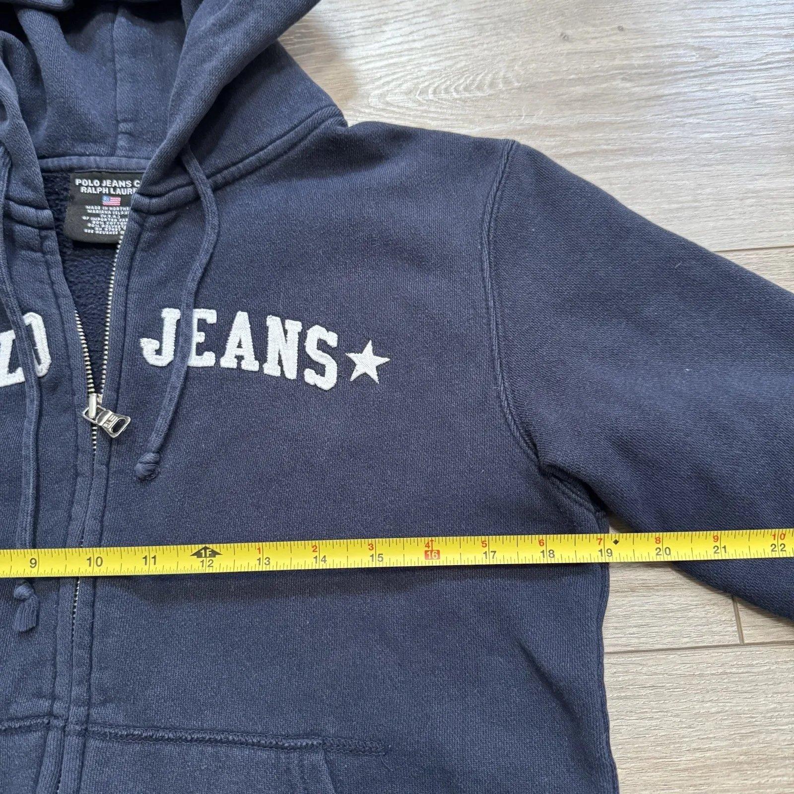 VTG Polo Jeans Co. Ralph Lauren Y2K‎ Blue Zip Up Embroidered Jacket Womens Sz L - Image 3