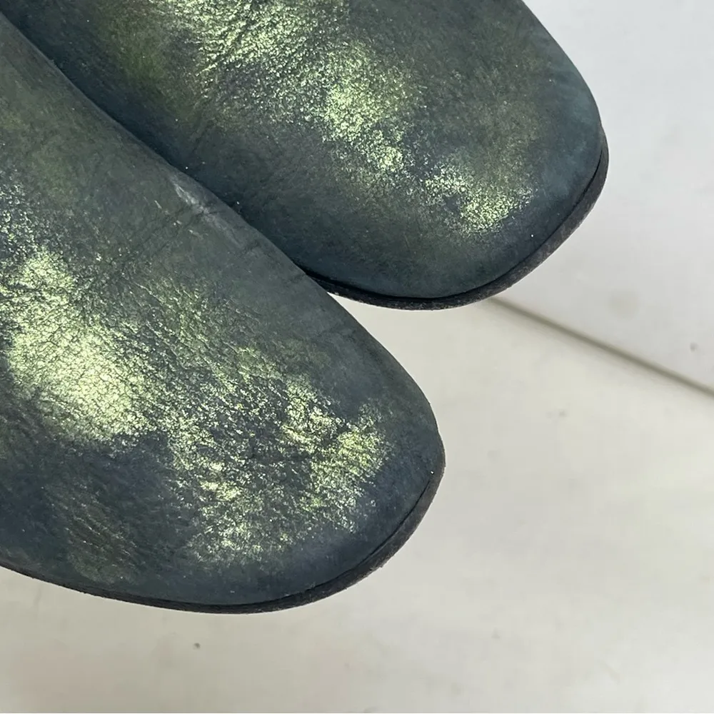 $690 Isabel Marant Green Metallic Dicker Western Ankle Booties Boots Size 35 - Image 6