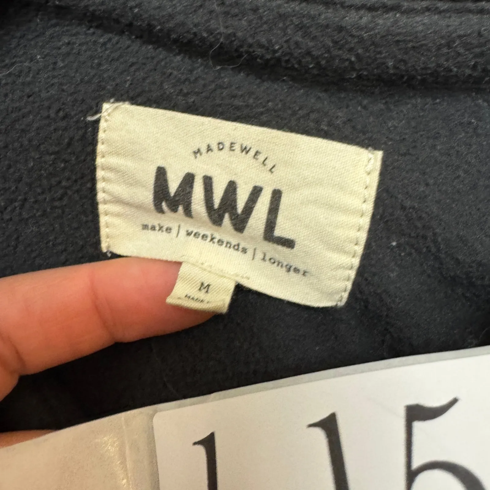 Madewell Womens Shacket Medium Black Fleece Button Up Fleecelayer Shirt Jacket - Image 7