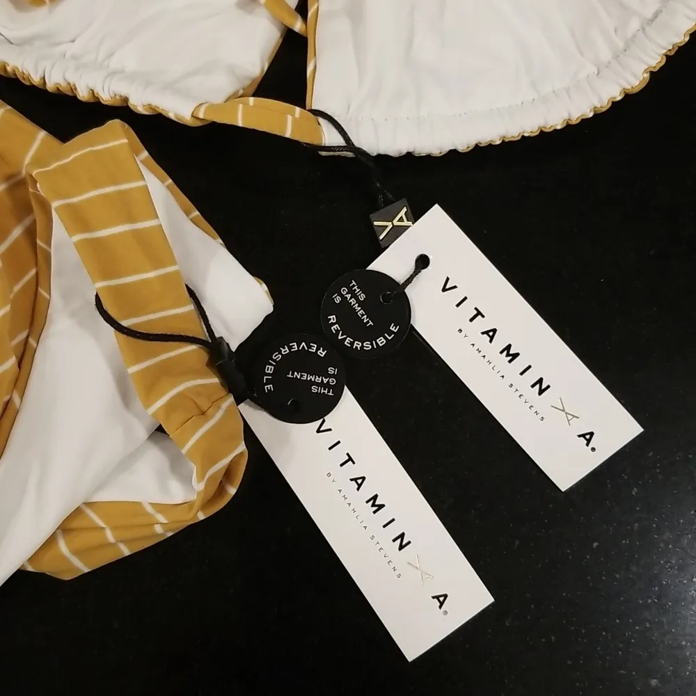 💕💕 Bikini Set Gia Triangle Top + Luciana Bottom Dorada Stripe 8 M NWT - Image 15