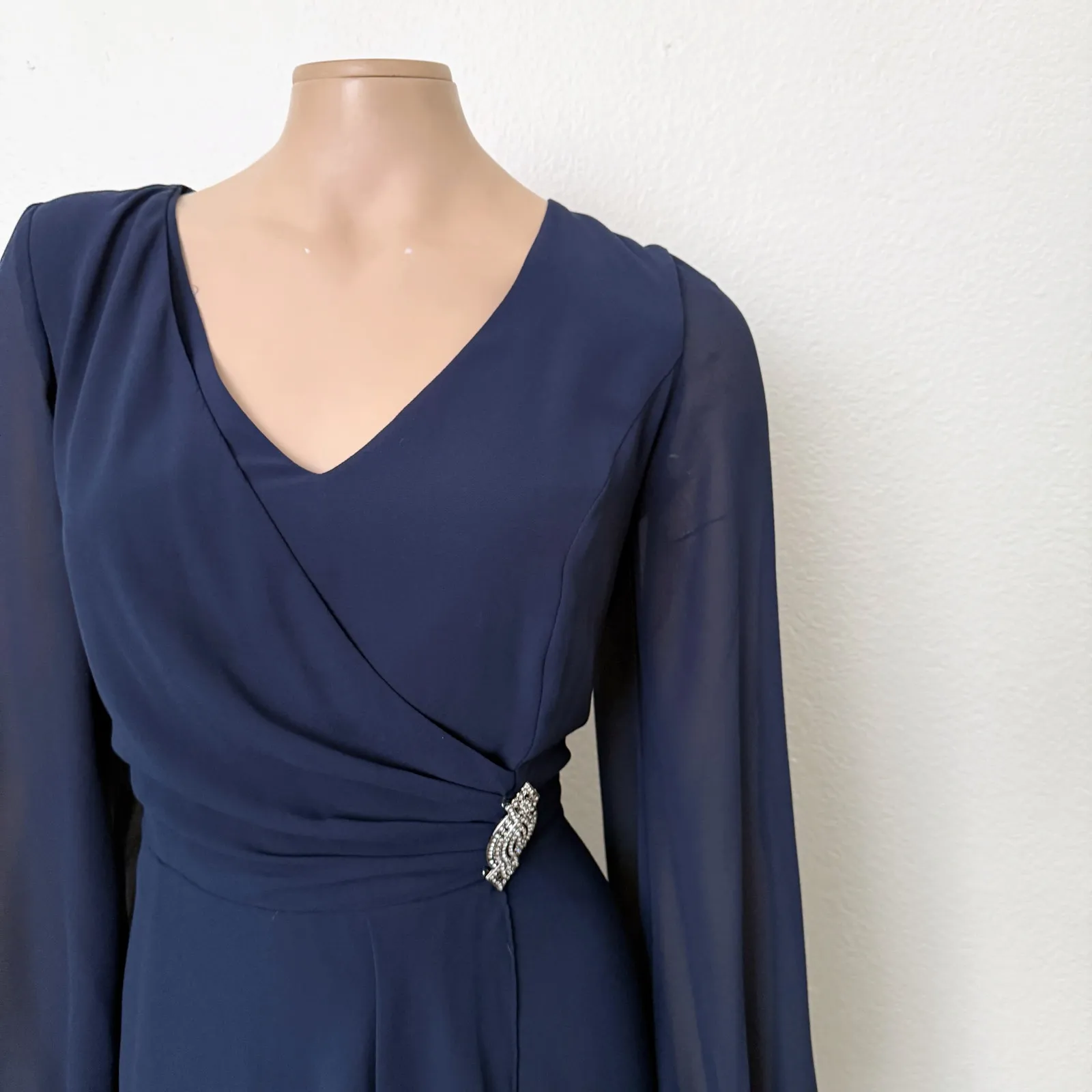 [Marina] Navy Blue Chiffon V - Image 8