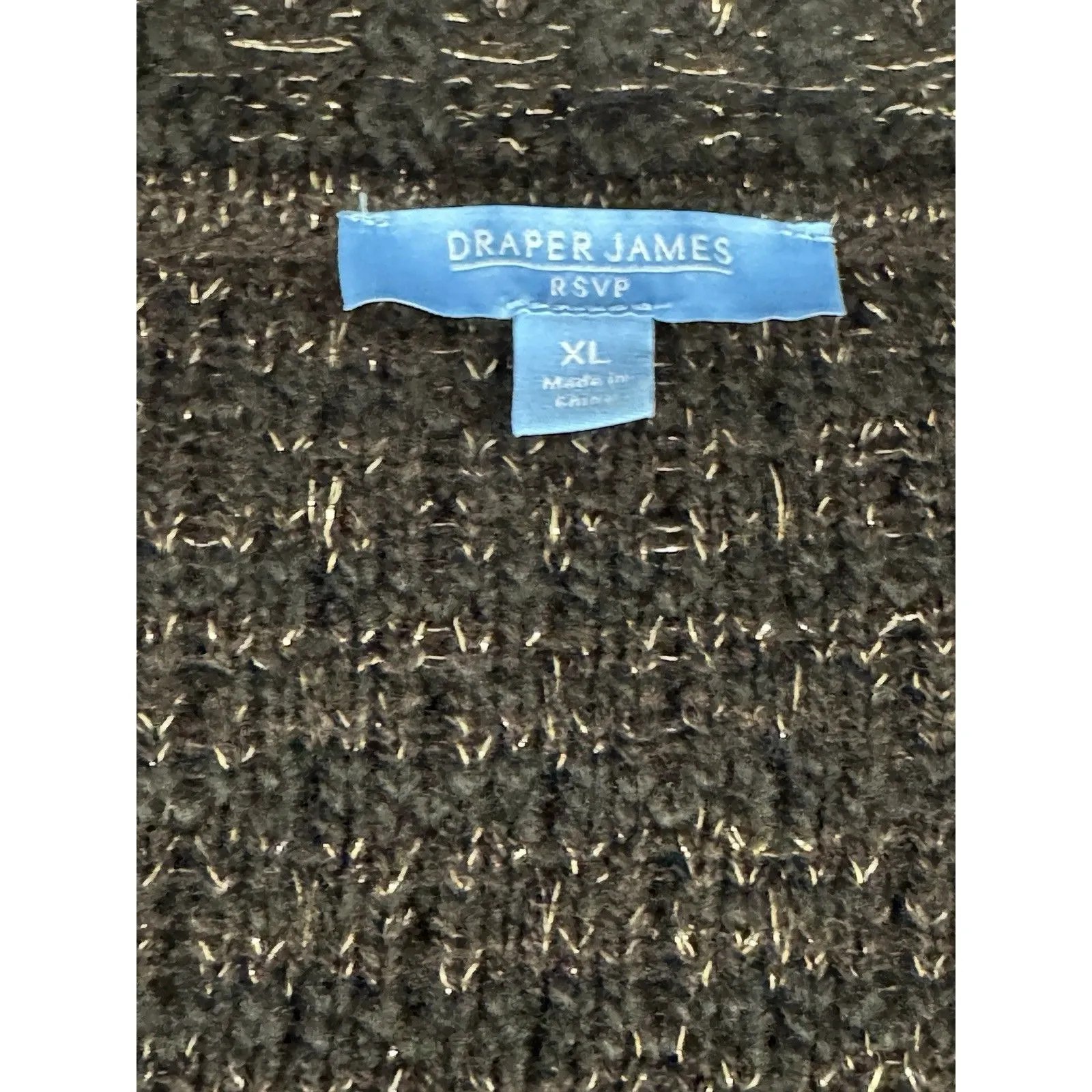 NWT Draper James Metallic Yarn Cardigan With Blazer Details XL Black Gold Chic - Image 4