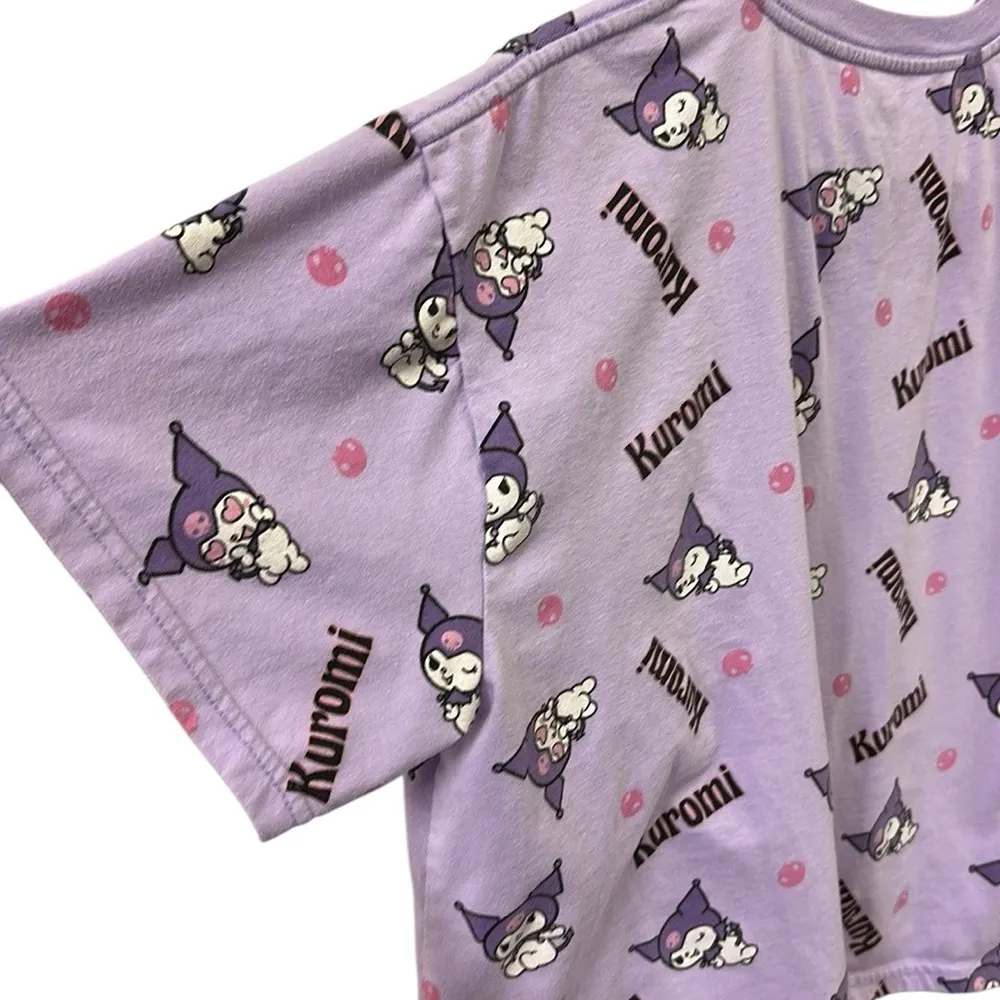 Sanrio Kuromi Bioworld Cropped Short Sleeve Tee Lavender Purple Womens XL - Image 3
