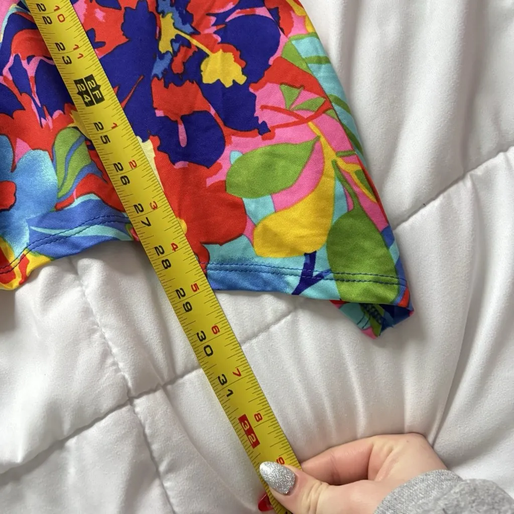 Vintage Womens Size Xs Tank Top Tropical Floral Stretch Sleeveless Hippie USA - Image 4