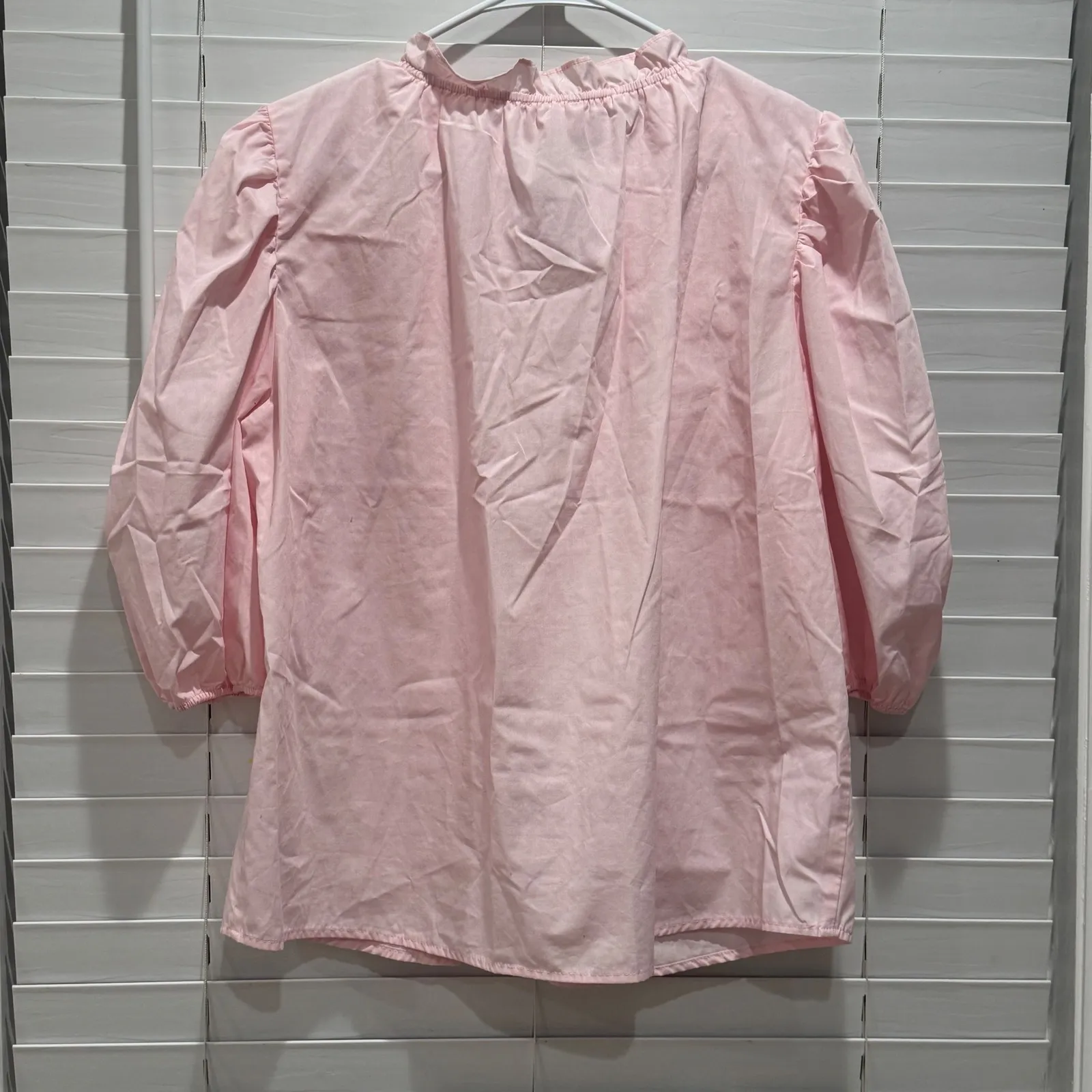 Hester & Orchard New York Pink Smocked Ruffled Neck Puff Sleeve Blouse Size L Size L - Image 6
