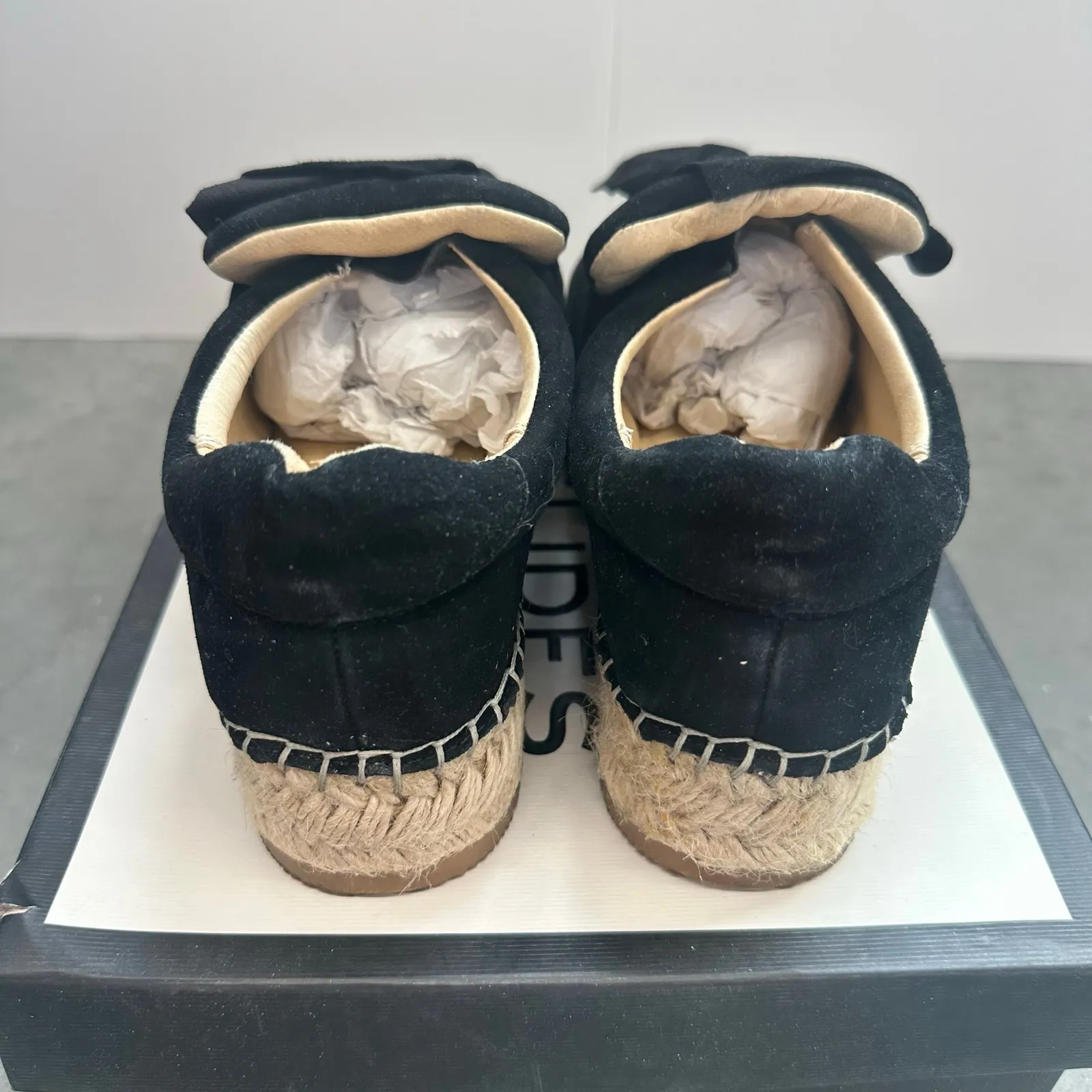 J/Slide Reese Black Suede Ruffle Espadrilles Size 8.5 - Image 5