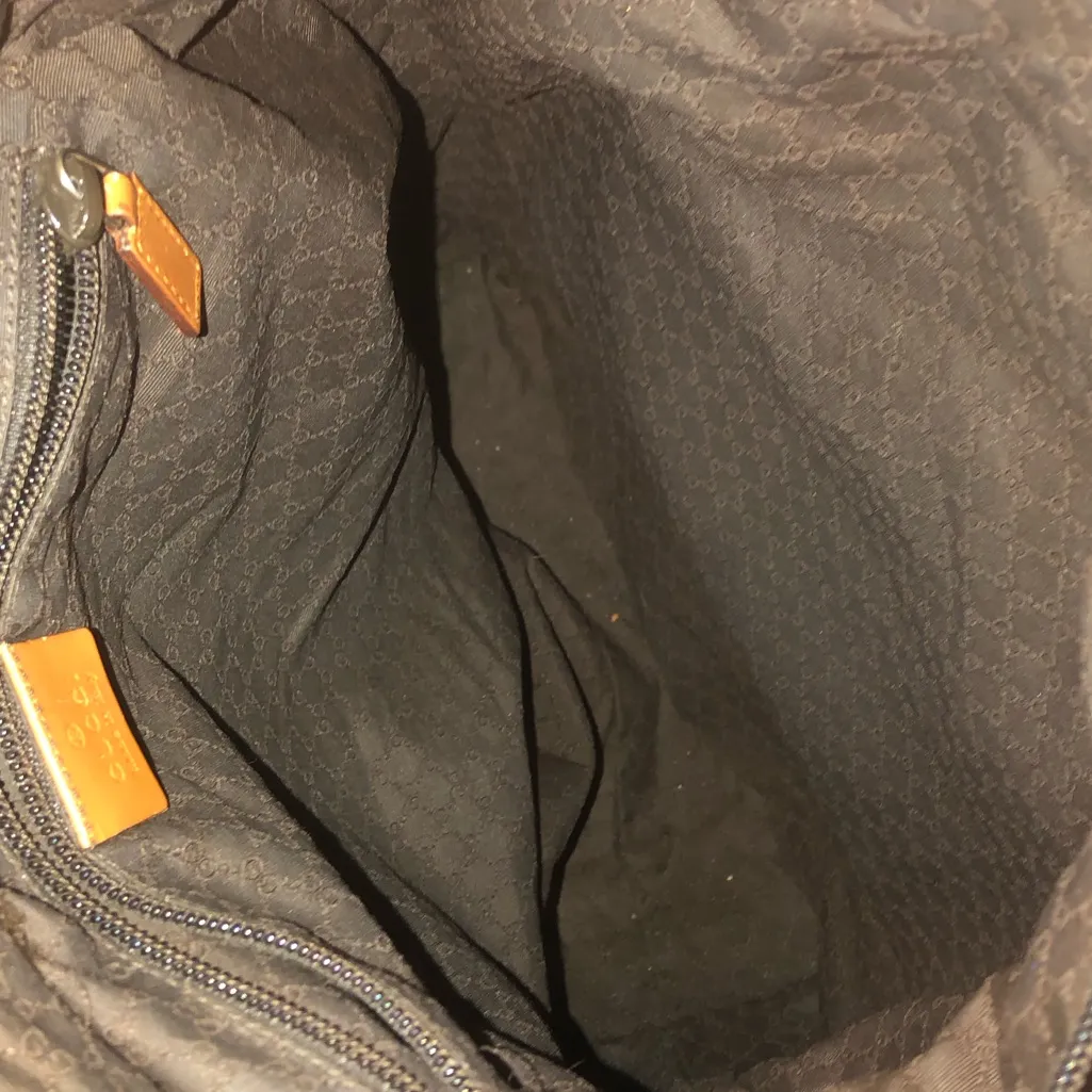 GUCCI Olive Green Canvas and Orange Leather Tricolor Top Zip Tote Bag - Image 6