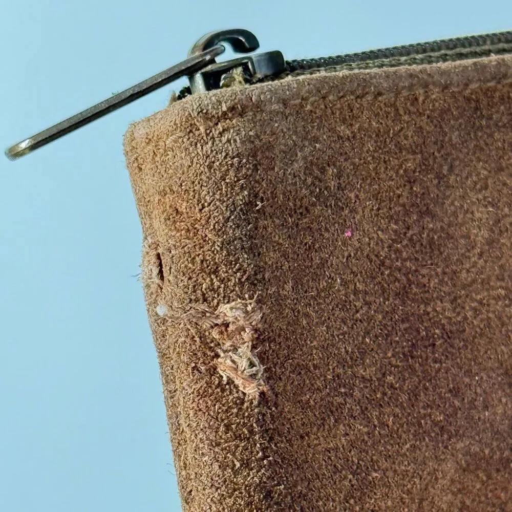 Vintage Esprit brown leather fringe suede Women’s purse/wristlet 7x9 - Image 6