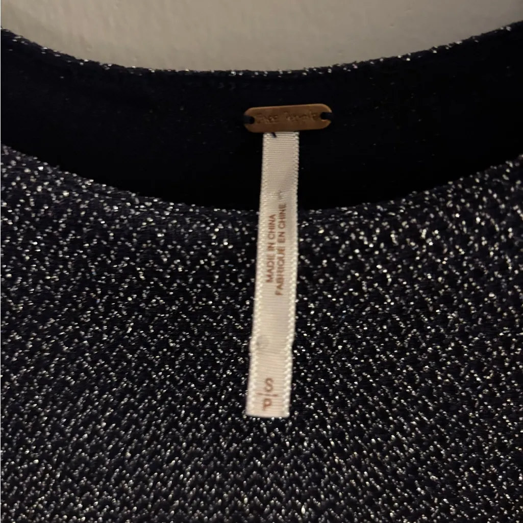 Free People Mini Skater Dress Long Sleeve Metallic Sparkly Size Small - Image 4