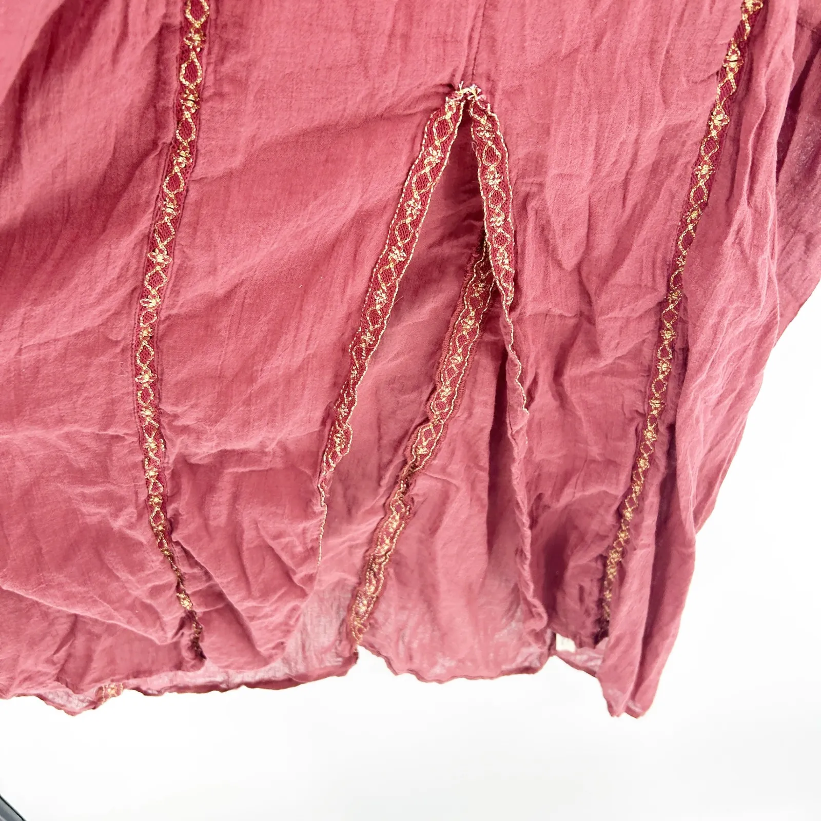 Free People Womens Boho Gauzy Most Loveliest Hoodie Dress Crochet Sleeve Size M - Image 7