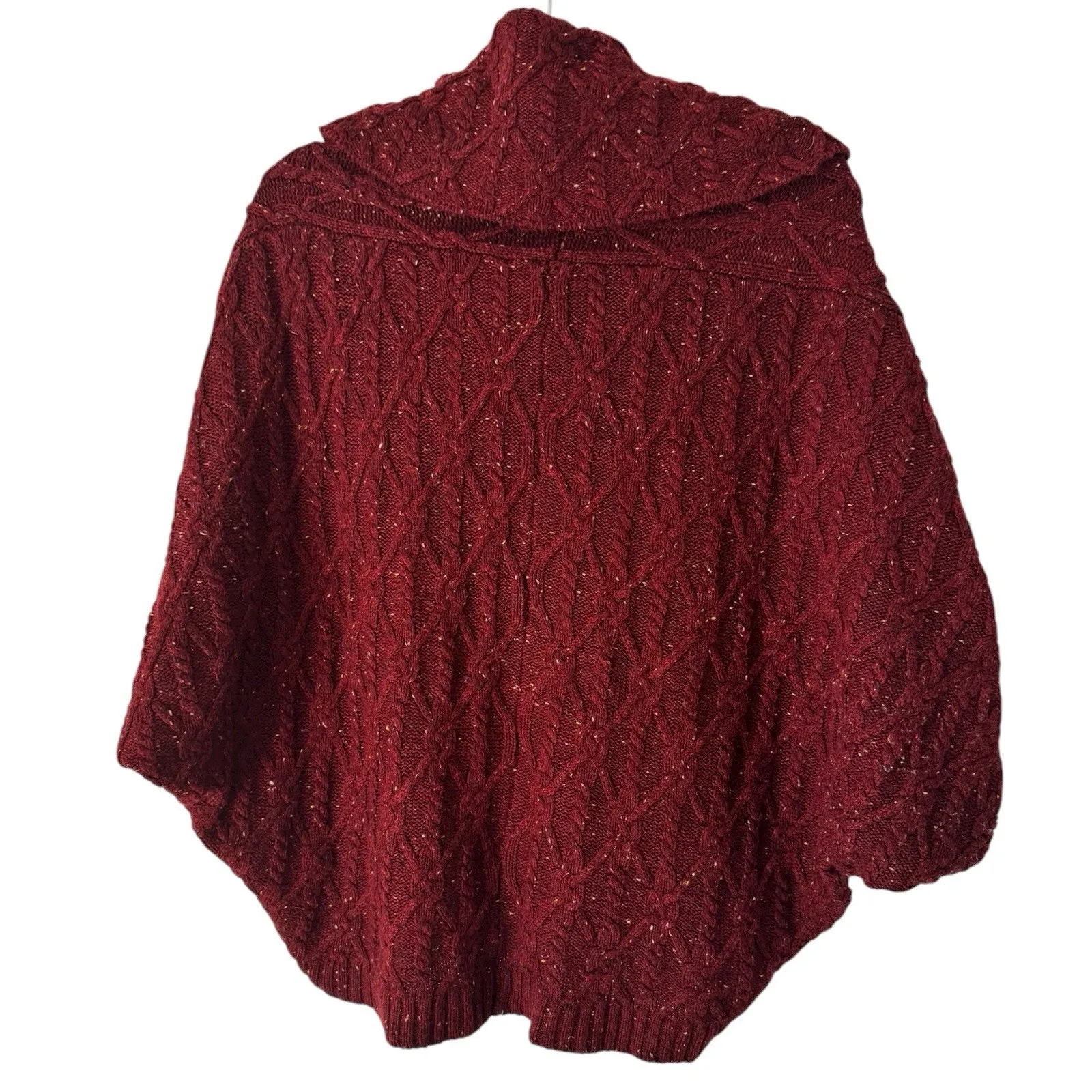 St. John’s Bay Burgundy Cable Knit Turtleneck Shawl Sweater Women’s Size Small - Image 2