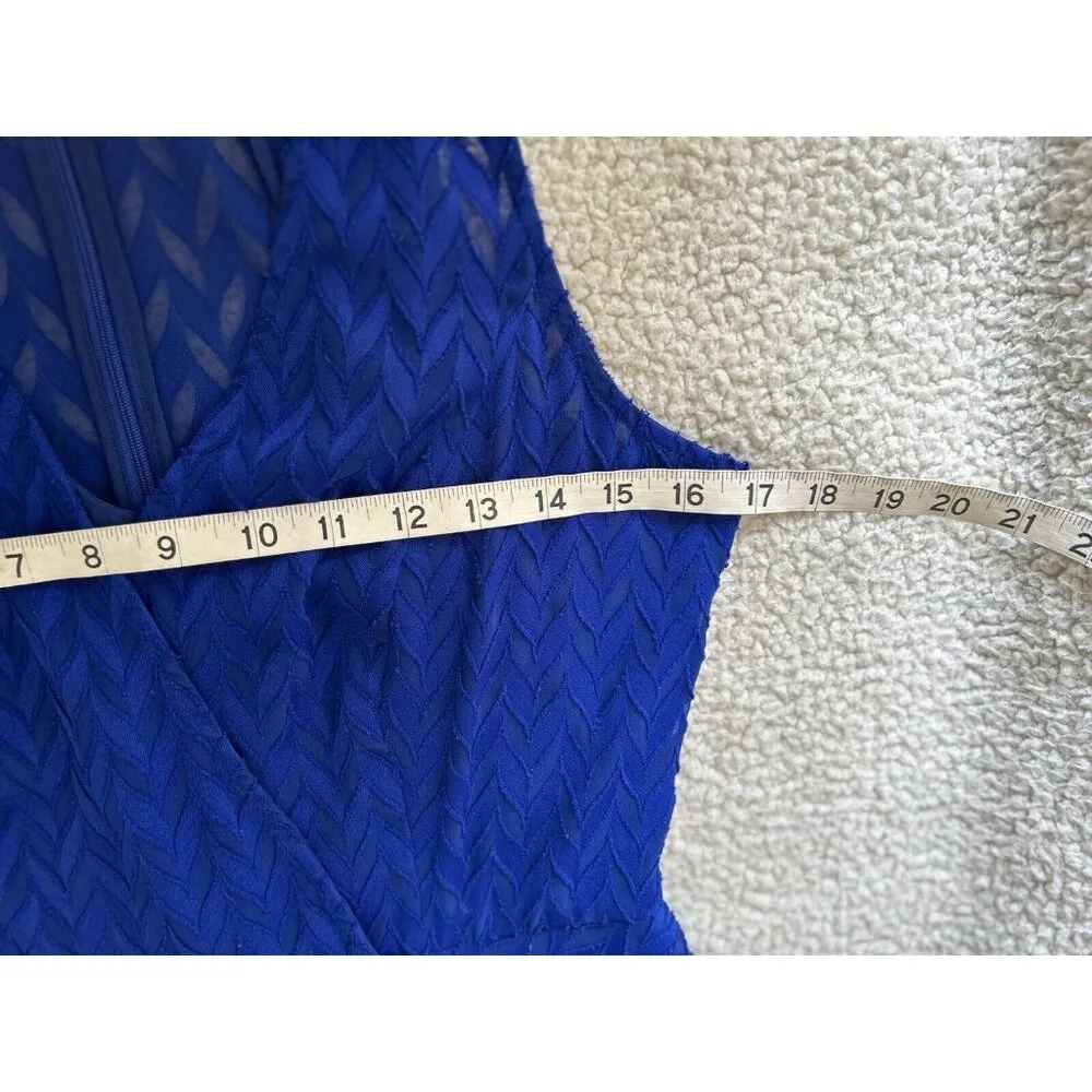 Shoshanna Emmy Dress Surplice V-Neck Sleeveless Cobalt Blue Asymmetrical Hem 4 - Image 8