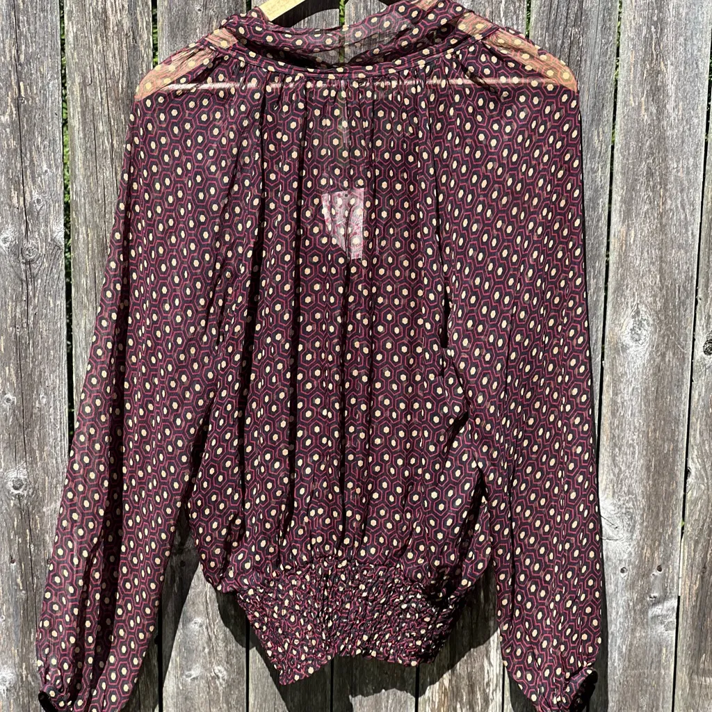 Free People black combo self Tie Blouse - Image 8