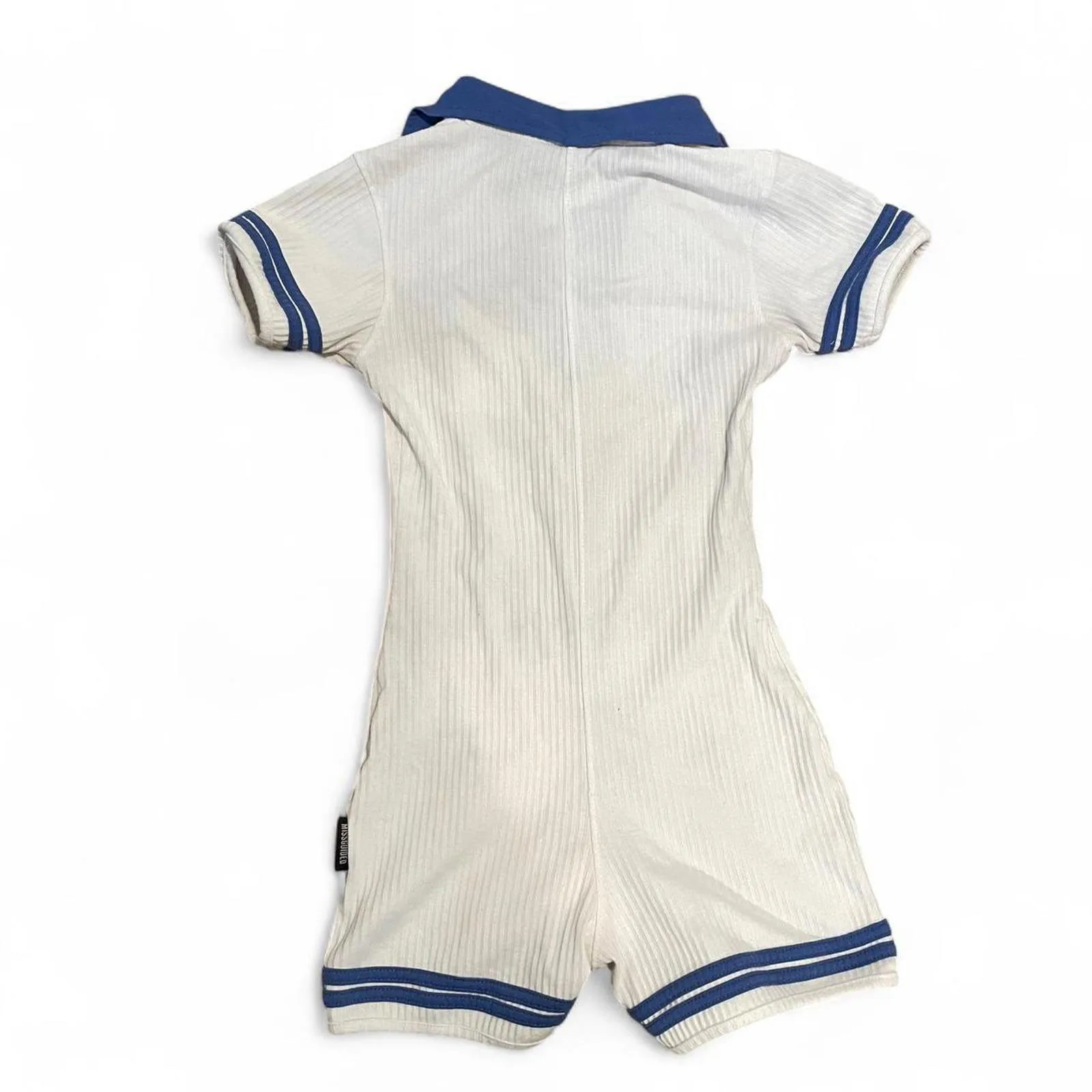 white and blue with embroidered playboy logo romper - Image 4