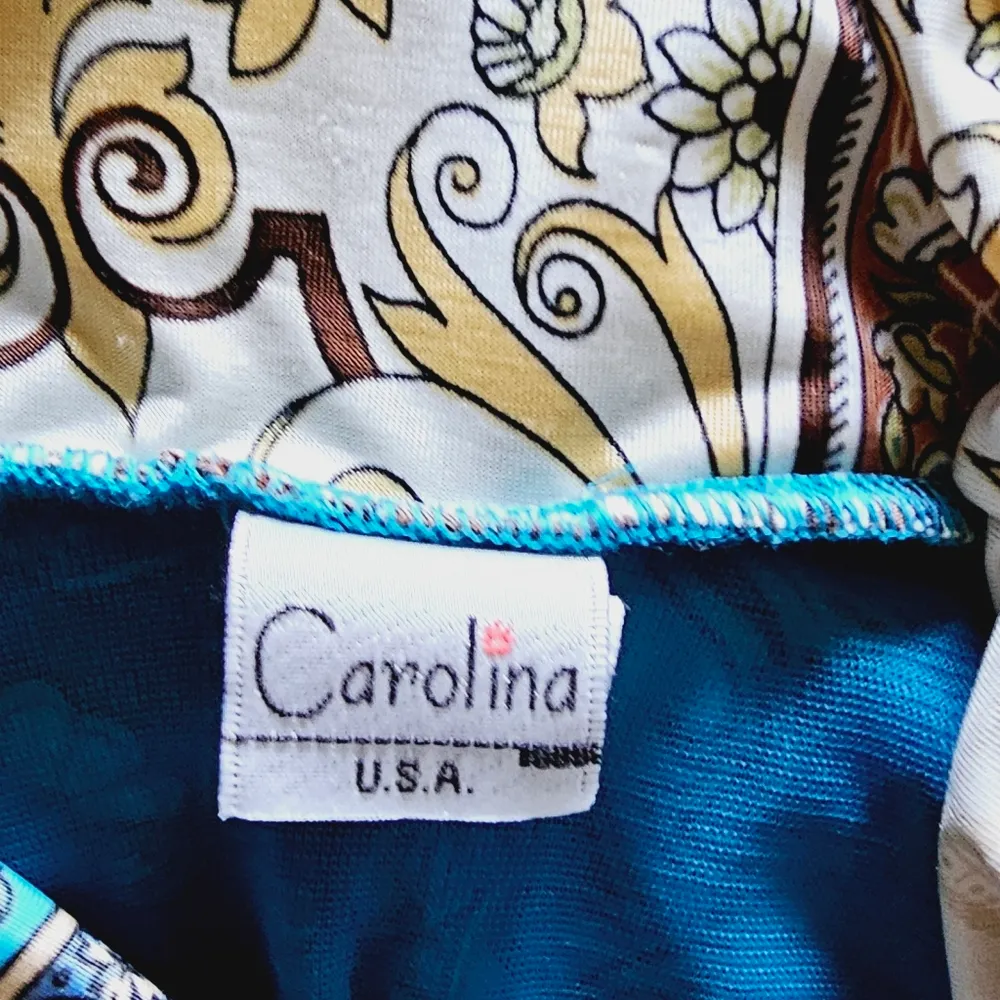 Vintage Carolina U.S.A. 90s Turquiose Paisley Handkerchief Hem Skirt Size Large Blue - Image 5