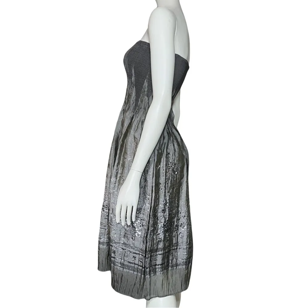 Silver Lapis Anthropologie Sun Dress Beaded Festival Whimisigoth One Size Boho Gray - Image 3