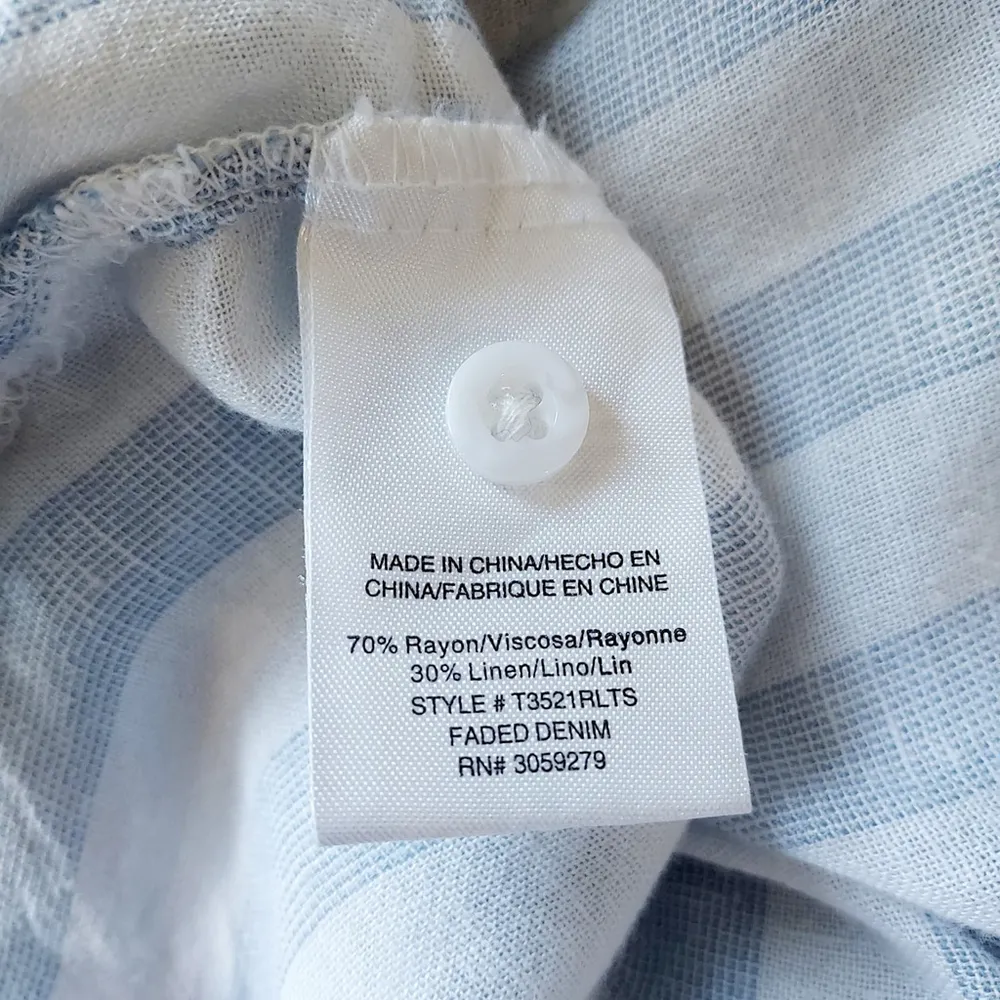Thread & Supply Blue & White Striped Button Up Size XS - Image 10