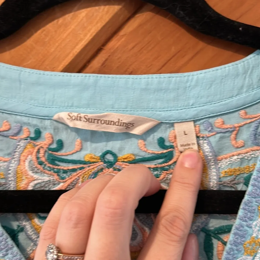 Soft surroundings River island turquoise embroidered tunic - Image 6