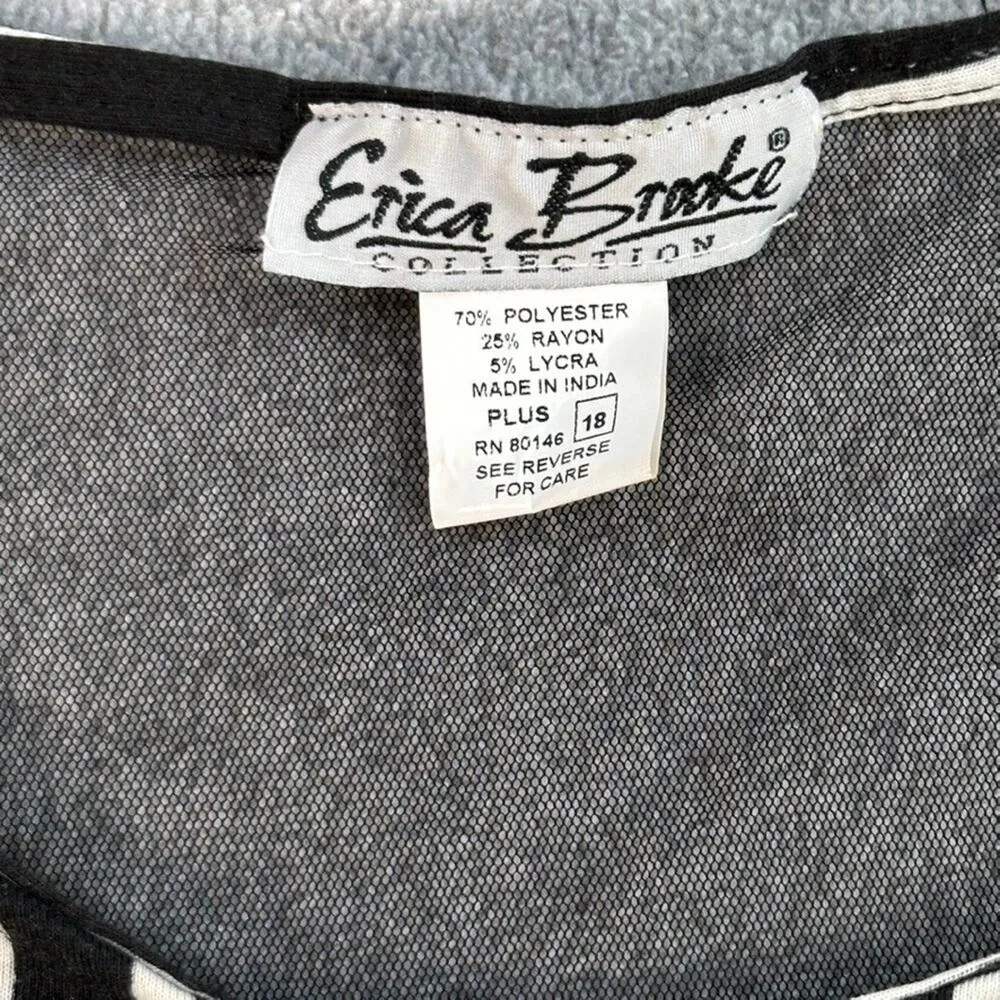 Erica Brooke Collection High Low Dress Size 18 Black White Stripe Sheer Panel - Image 4