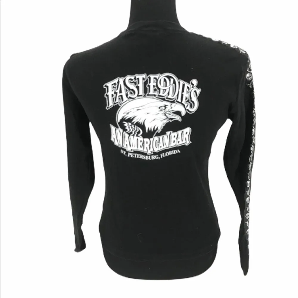 Biker Design East Eddie’s Skull Long Sleeve Shirt Black Size XLarge - Image 2