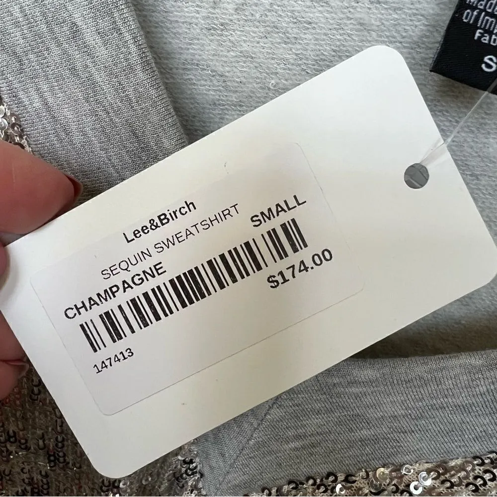 Fifteen Twenty NWT Champagne Sequin Contrast Knit Sweatshirt Grey Size Small - Image 3