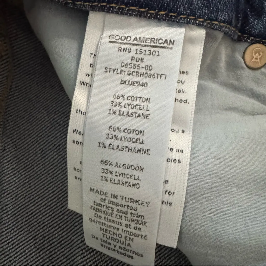 NWOT Good American Good Classic Raw Hem High Waist Slim Jeans sz 12 Fits Like 10 - Image 3