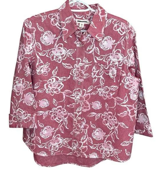 Coldwater Creek Women’s Medium Button front Blouse/jacket Like New Floral Print - Image 1