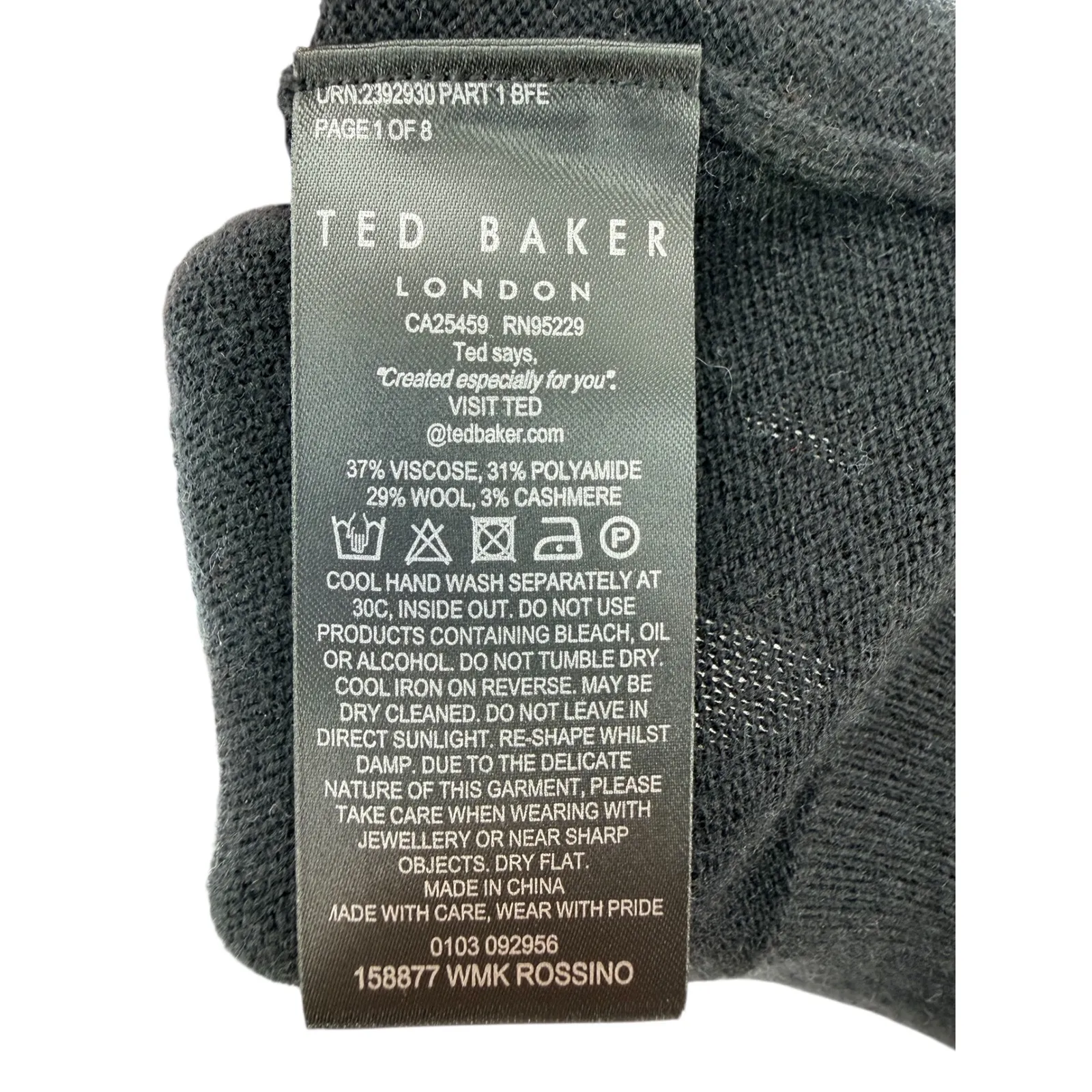 Ted Baker Rossino Novelty Knit Jumper Black Wool Cashmere Stars Chevron NWT 4 10 - Image 4