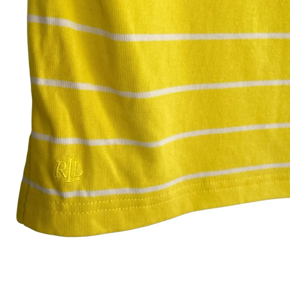 Lauren Ralph Lauren Boatneck Cuffed Sleeve T-Shirt Yellow Striped M - Image 5