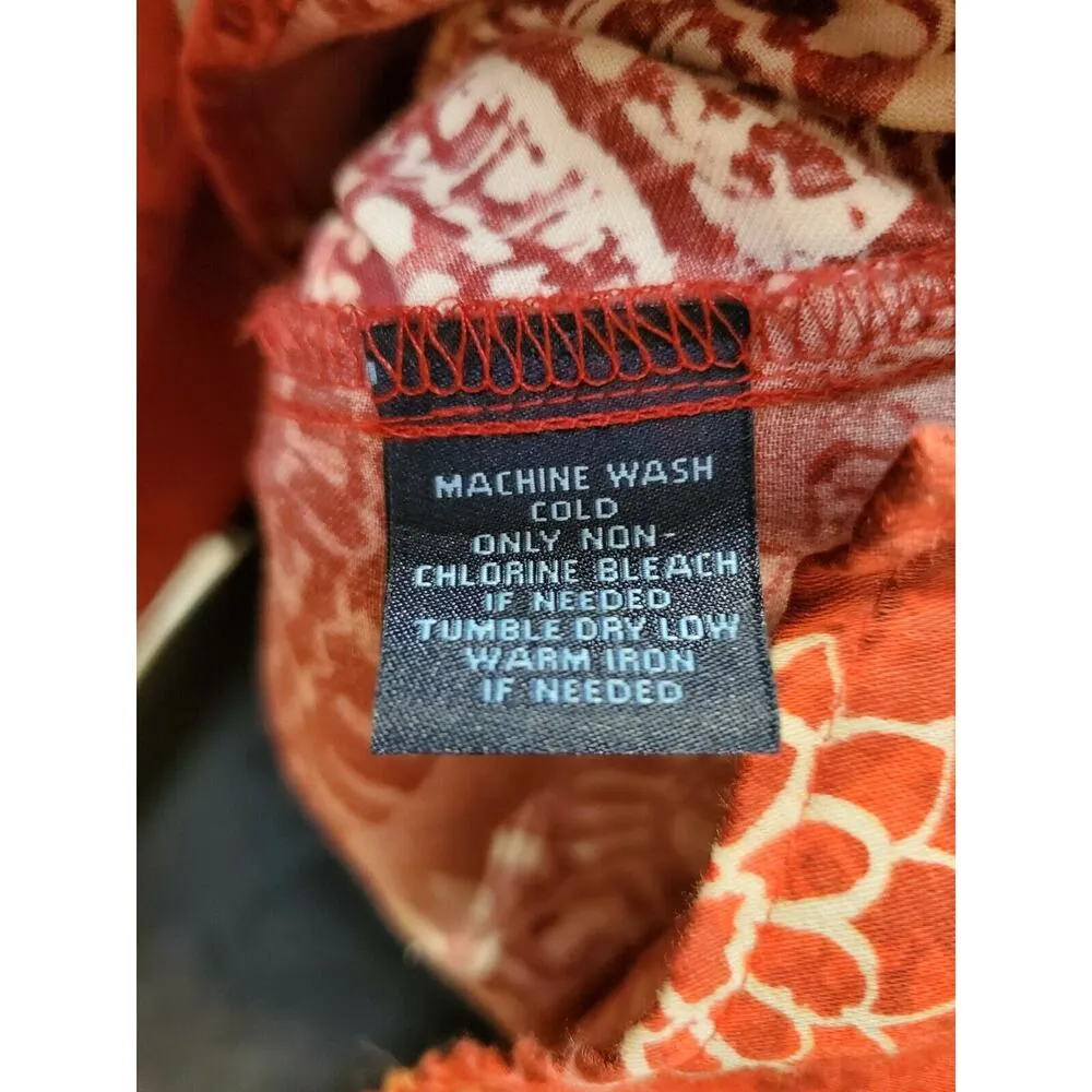 Westbound Women's Red Floral Cotton Long Sleeve Collared Button Down Shirt PL - Image 9