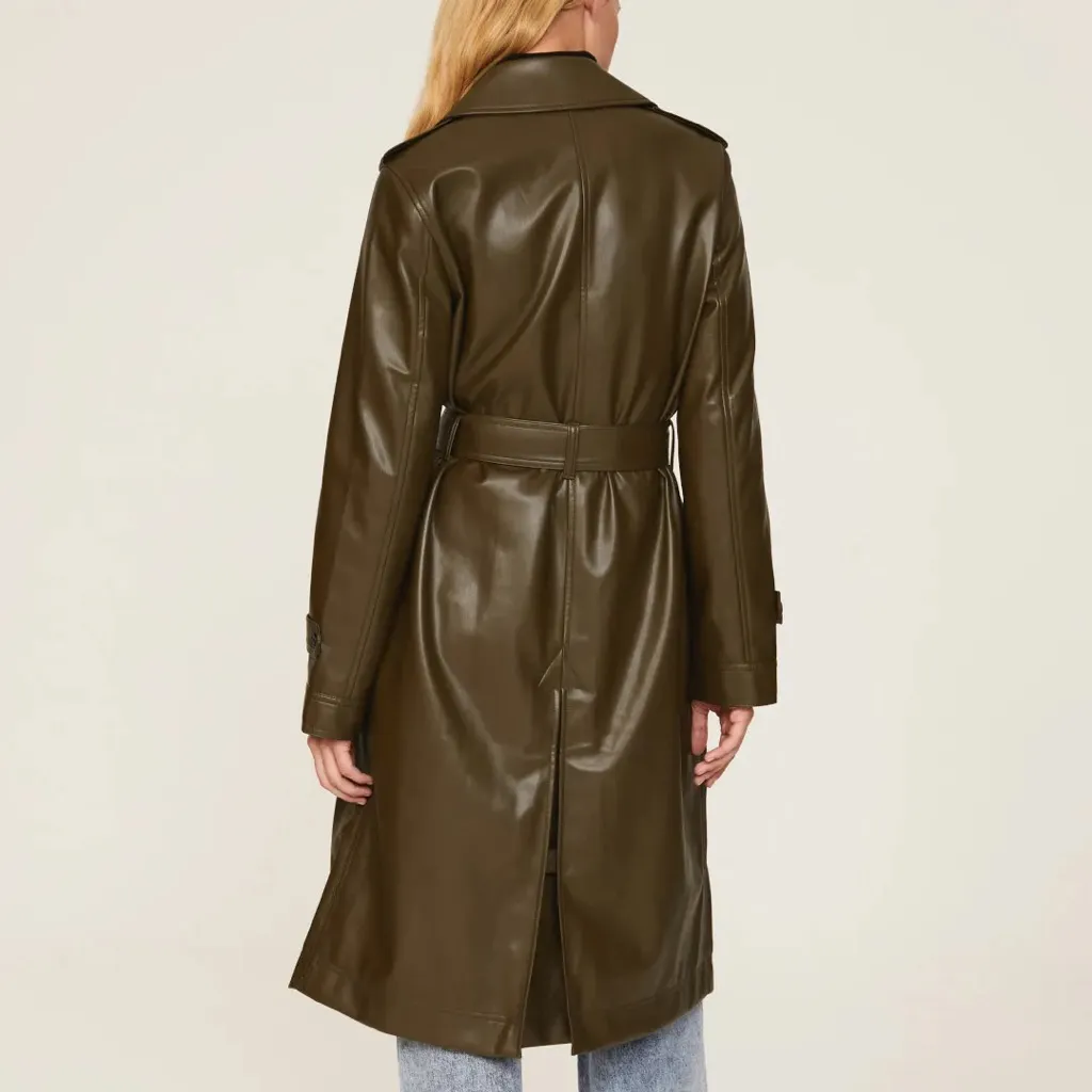 Marissa Webb Faux Leather Trench Coat Size 8 - Image 8