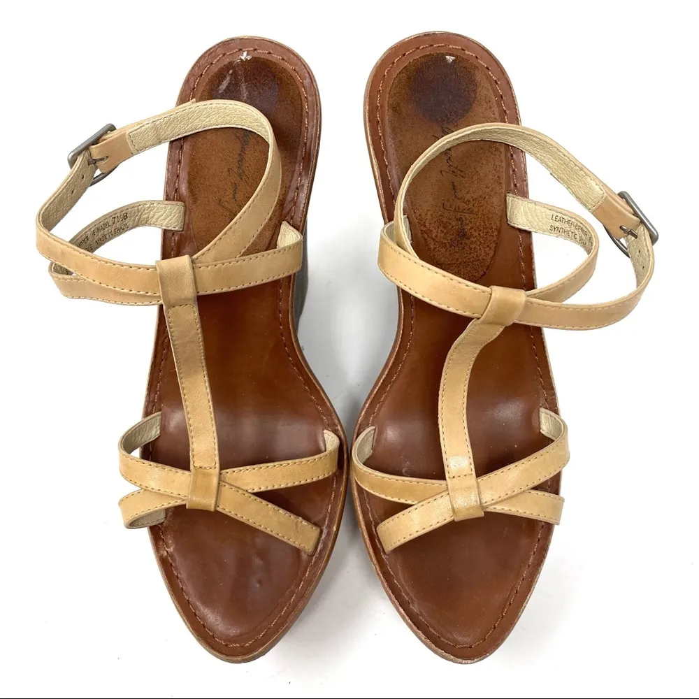 ELIZABETH & JAMES leather platform wedge sandals, size 7.5 - Image 5