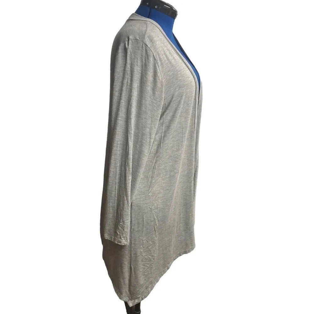 ENOUGH ABOUT ME Women’s Longline Open Front Cardigan Shrug Gray Size 1X - Image 3