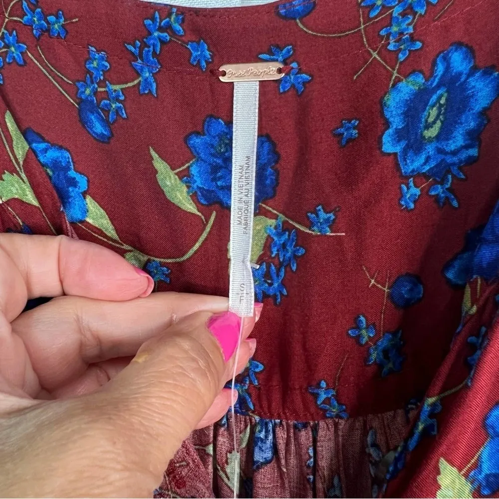 Free People Mini Flower Fields Mini Burgundy Dress S/P - Image 66