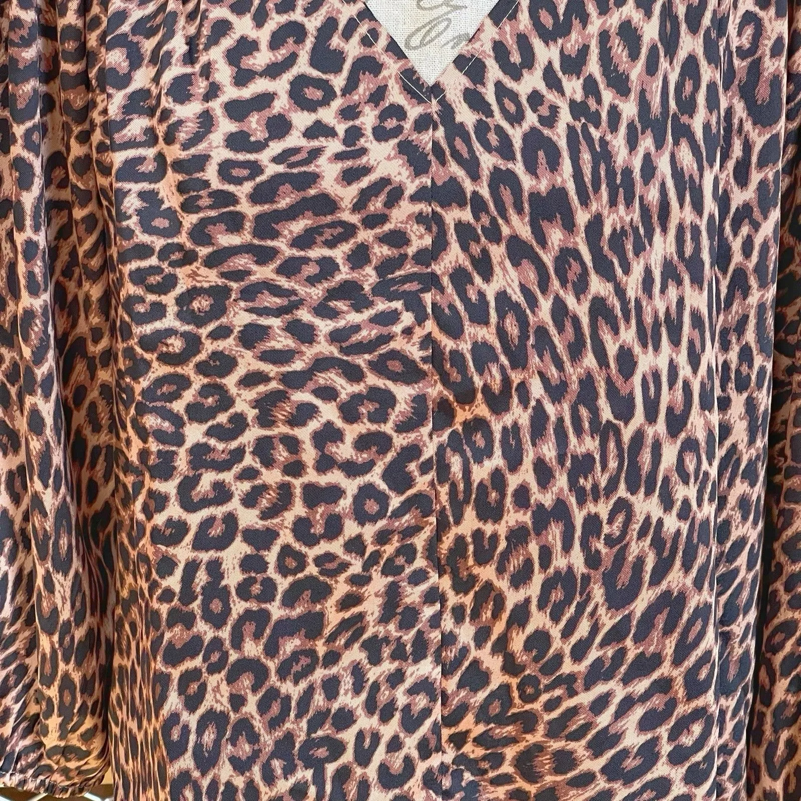 Loft Womens Blouse Sz Small Animal Print Leopard Safari Fall Autumn Brown Y2k - Image 5