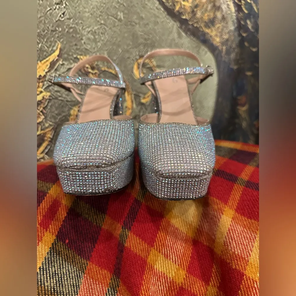 NWOT MIX No. 9.5 rhinestone crystal platform heels shoes with ankle strap - Image 3