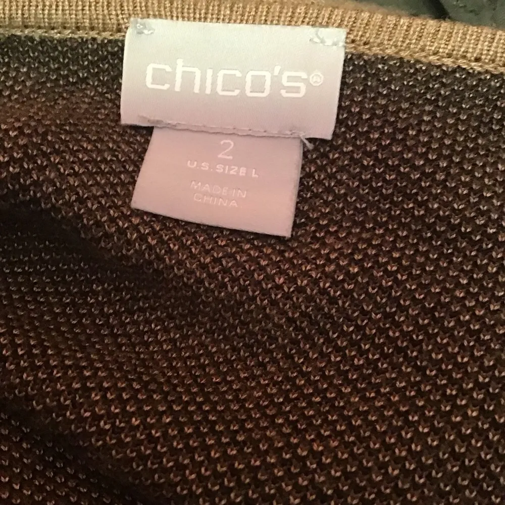 Chico's Women's Brown Leopard Print V-Neck Sweater - Image 2