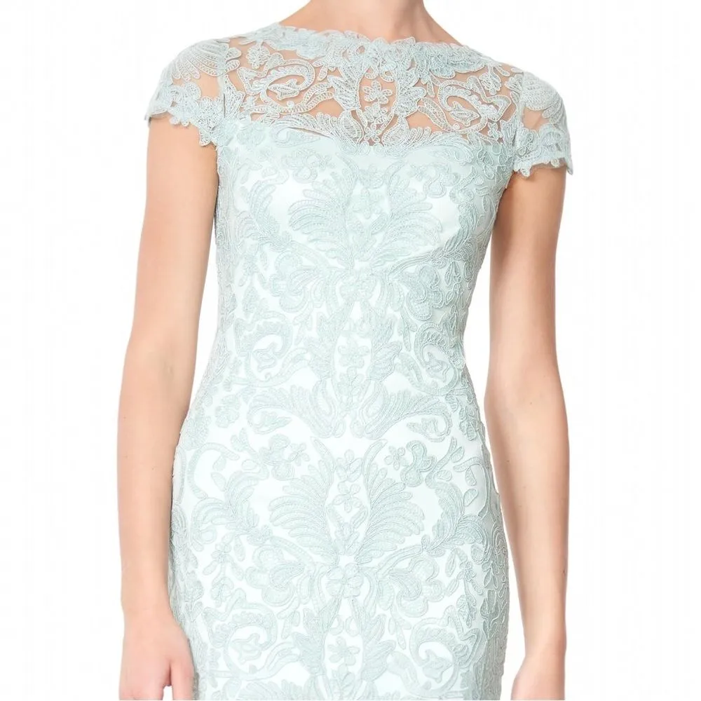 Tadashi Shoji Mint Green Lace Cap Sleeve Dress Size 12 Embroidered Cocktail - Image 9