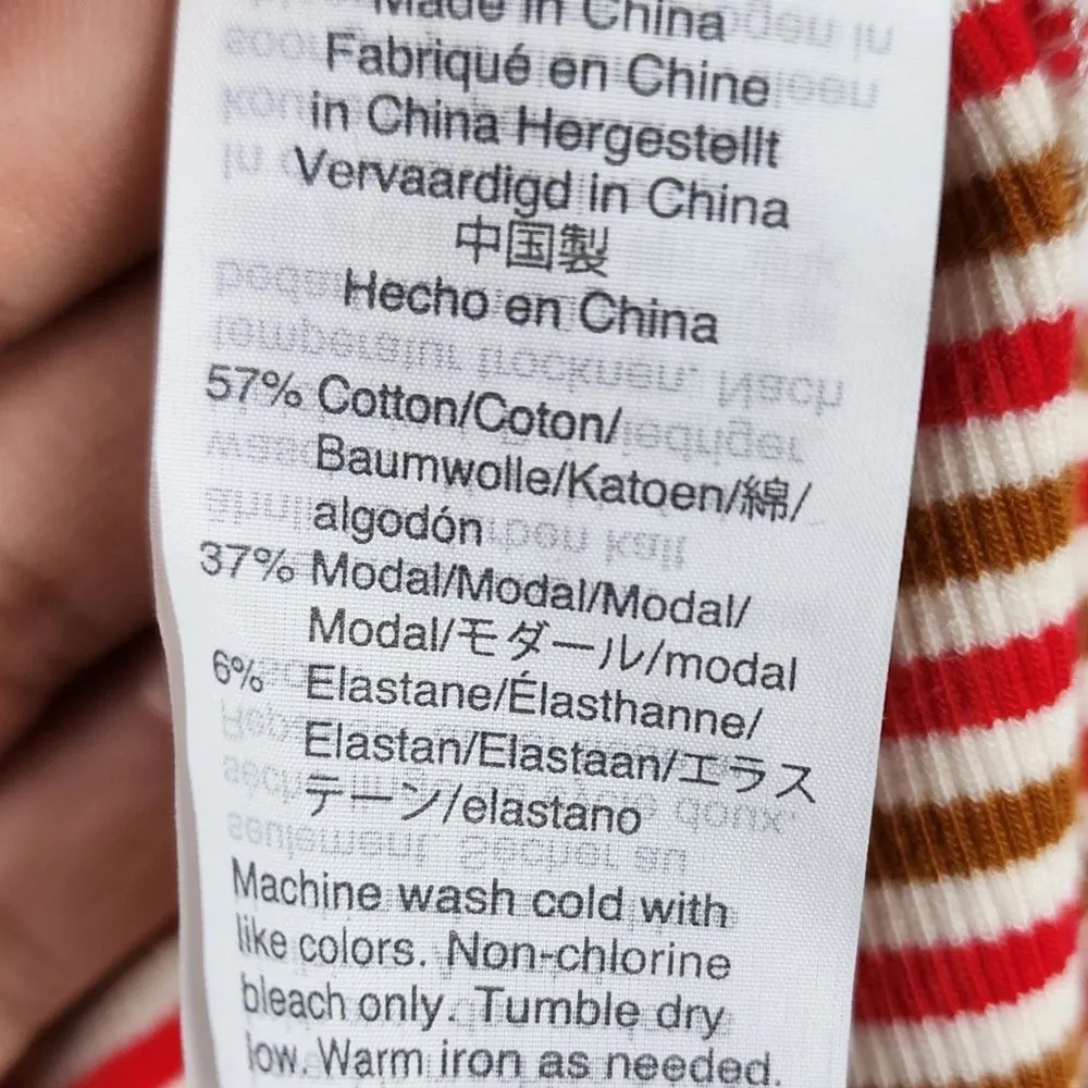 Madewell Swingy Tee Dress Stripes Ribbed Stretchy Mini Dress T-Shirt Tunic M - Image 10