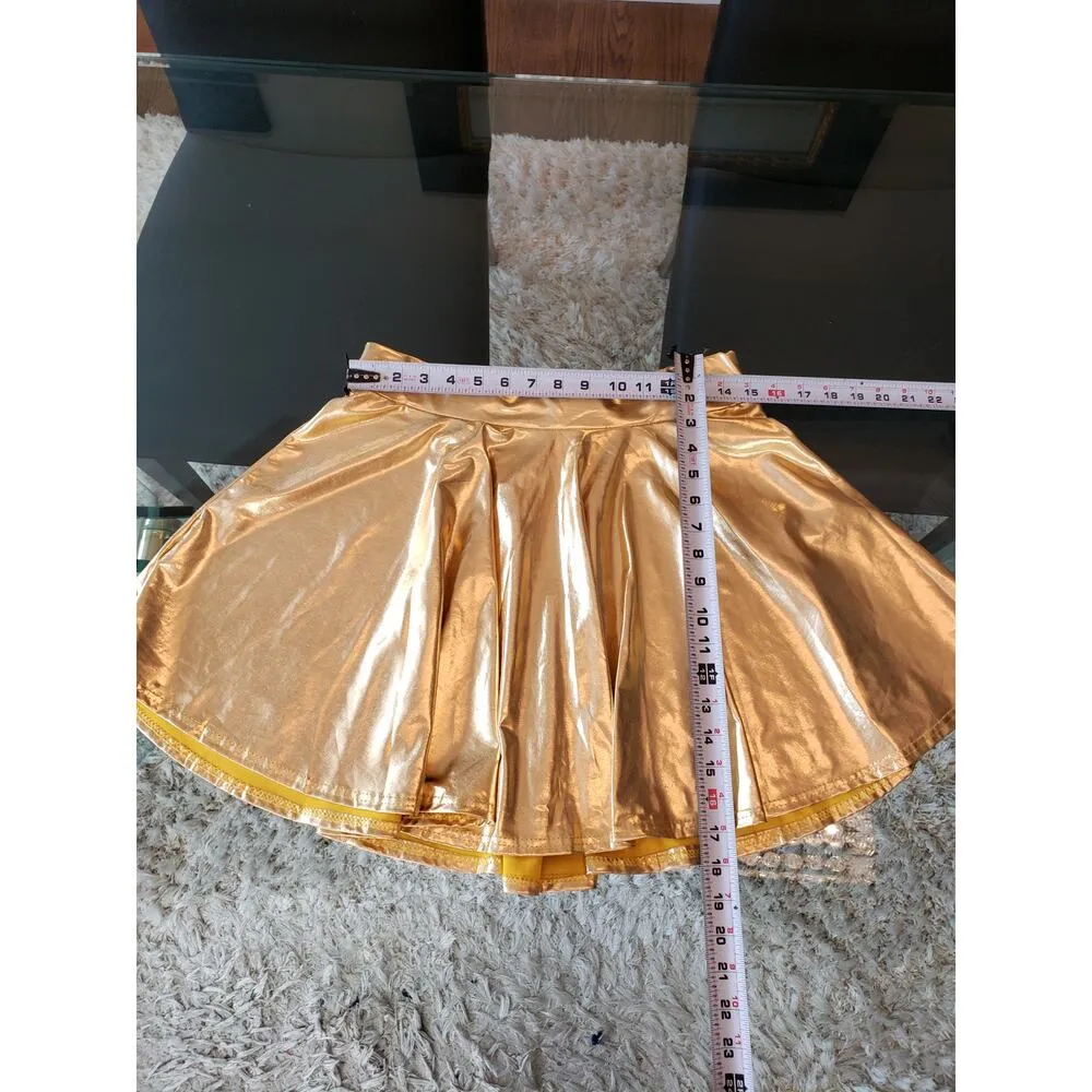 Urban Coco Women's Gold Metallic Skater Skirt Size XL Party Shiny Dance Costume - Image 10
