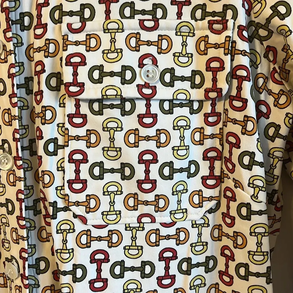 J.McLaughlin Gilchrist 3/4 Sleeve Horsebit Button Up Shift Shirt Dress - Image 3