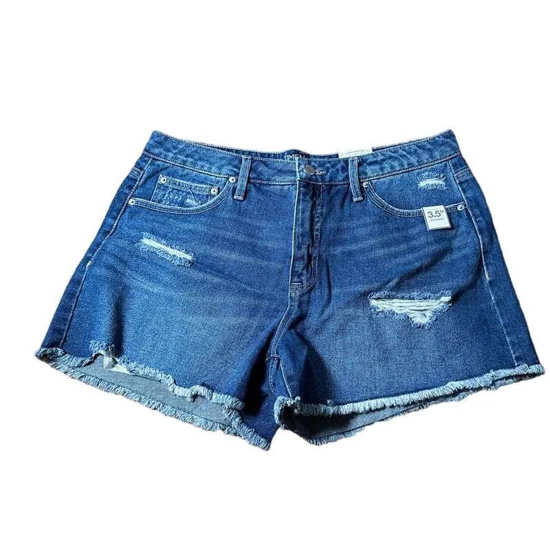 Time and Tru High Rise Distressed Denim‎ Shorts Frayed Hem Summer Casual 3.5" Blue Size 12 - Image 2